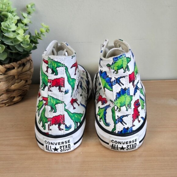 CTAS 4 Hi Top Dinosaurs White Canvas Lace Up Converse Sneakers Shoes Kids - Picture 9 of 14